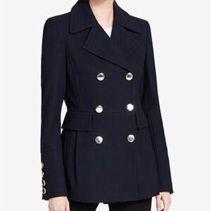 NEW‎ No Tags Calvin Klein Women's Pea coat Polished Wool Military coat small
